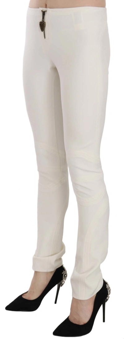 Shop Just Cavalli Elegant Mid Waist Skinny Dress Women's Pants In White