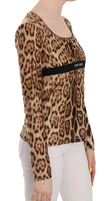 Shop Roberto Cavalli Elegant Leopard Long Sleeve Women's Top In Brown