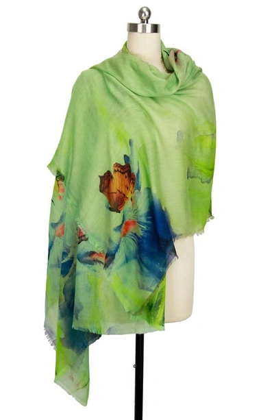 Saachi Lightweight Fly Away Butterfly Scarf In Green