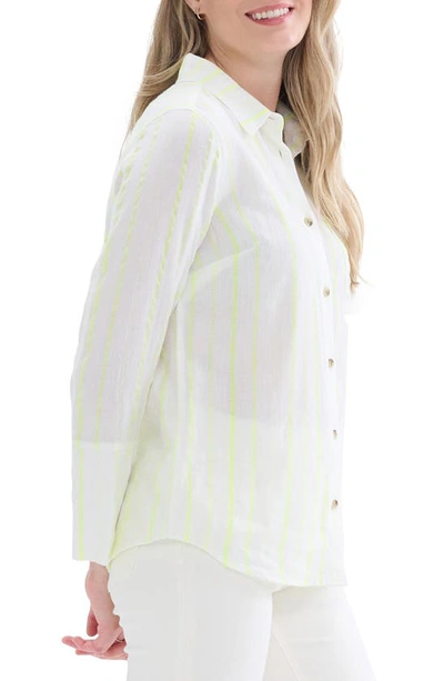 HATLEY NEON STRIPE COTTON BLEND BUTTON-UP SHIRT 