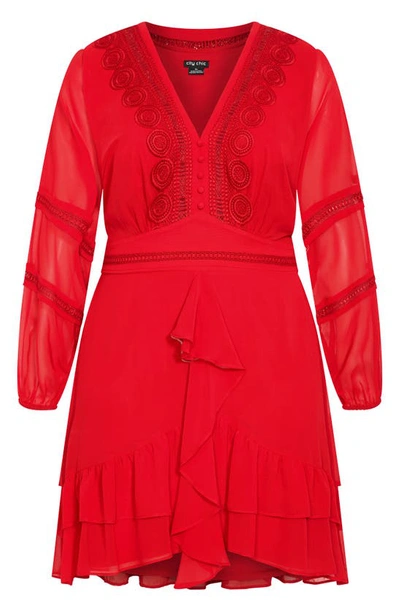 City Chic Trendy Plus Size Sweetheart Dress In Love Red