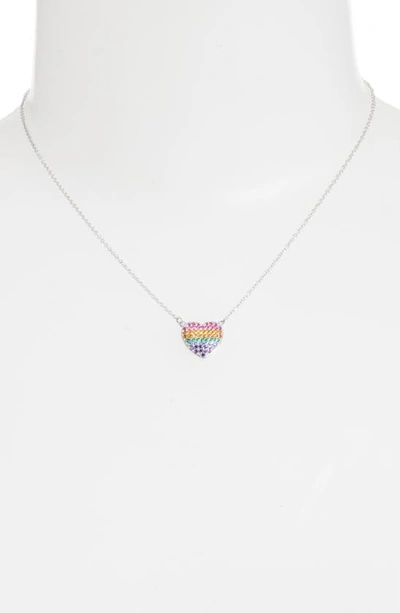 Shop Liza Schwartz Sterling Silver Rainbow Cubic Zirconia Heart Pendant Necklace