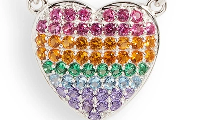 Shop Liza Schwartz Sterling Silver Rainbow Cubic Zirconia Heart Pendant Necklace