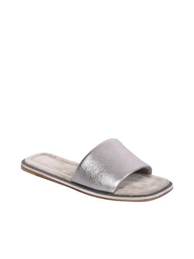 Shop Brunello Cucinelli Sandals With Metallic Effect