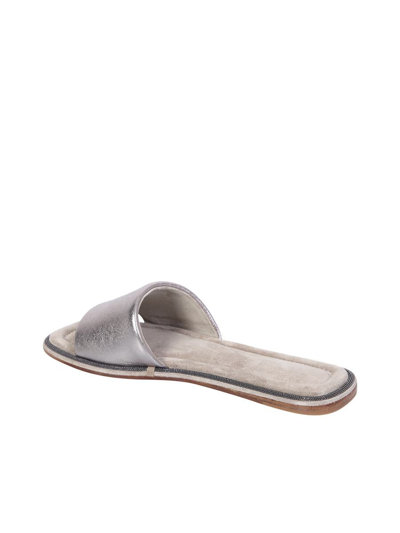 Shop Brunello Cucinelli Sandals With Metallic Effect