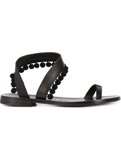 Shop Álvaro González Álvaro 'angela' Pom Pom Sandals - Black