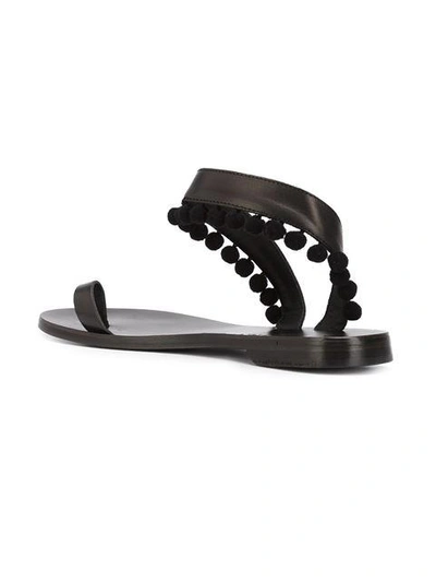 Shop Álvaro González Álvaro 'angela' Pom Pom Sandals - Black