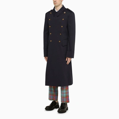 Shop Vivienne Westwood Double-breasted Duster Coat Navy In Blue