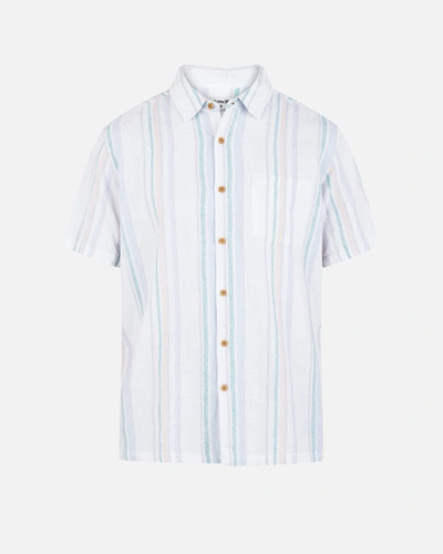 Shop United Legwear Men's Rincon Linen Short Sleeve Shirt In White 2