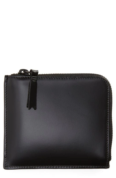 Shop Comme Des Garçons Leather Half Zip Wallet In Black