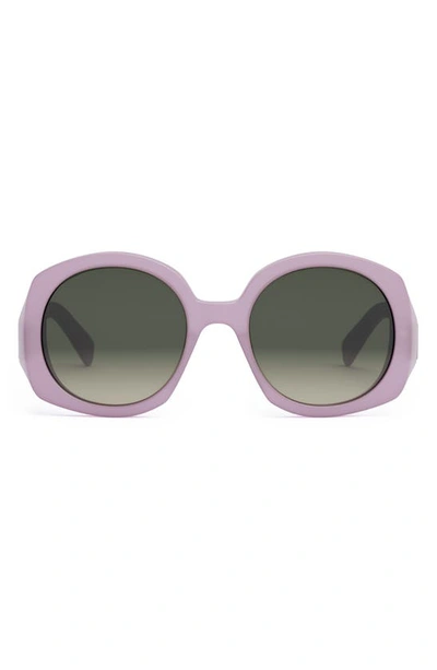 Shop Celine 53mm Gradient Round Sunglasses In Shiny Lilac / Gradient Brown