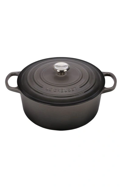 Shop Le Creuset Signature 7 1/4-quart Round Enamel Cast Iron Dutch Oven In Oyster