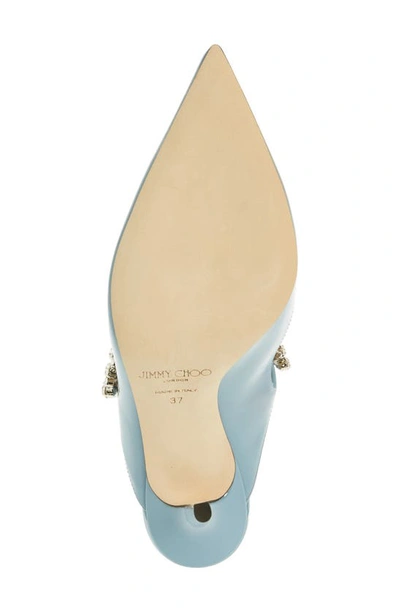 Jimmy Choo Bing Crystal Embellished Pointed Toe Patent Mule In Smoky Blue
