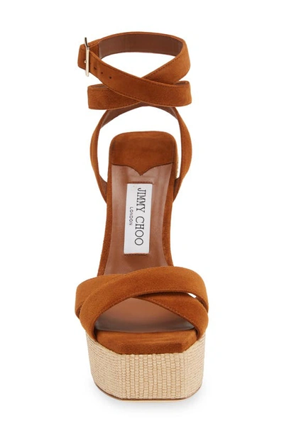 Shop Jimmy Choo Gaia Ankle Wrap Platform Sandal In Tan
