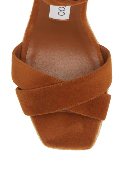 Shop Jimmy Choo Gaia Ankle Wrap Platform Sandal In Tan