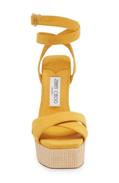 Shop Jimmy Choo Gaia Ankle Wrap Platform Sandal In Sunflower/ Natural