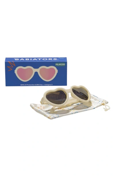 Shop Babiators Kids' Polarized Heart Shaped Sunglasses In Sweet Cream