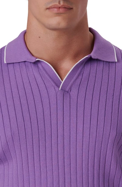 Shop Bugatchi Rib Short Sleeve Sweater In Amethyst