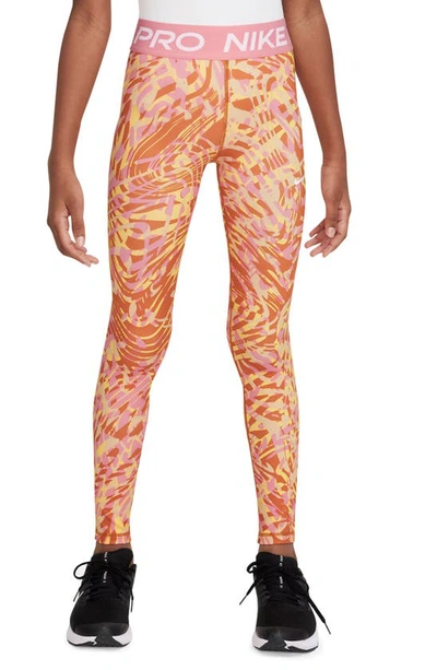 Nike Pro Big Kids' (girls') Leggings In Orange