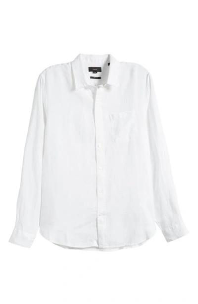 Shop Vince Linen Button-up Shirt In Optic White