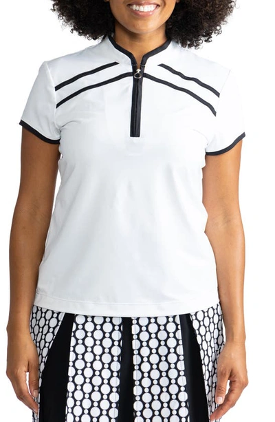 Shop Kinona Gimme Putt Short Sleeve Upf 50+ Golf Top In White/ Black