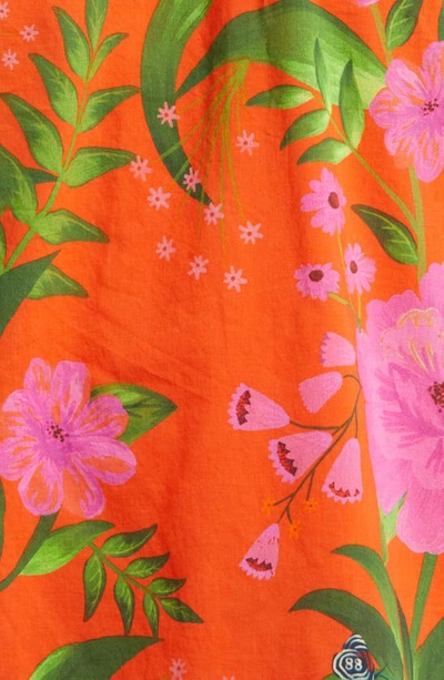 Shop Farm Rio Romantic Garden & Leopard Pop Print Cover-up Dress In Orange Multi