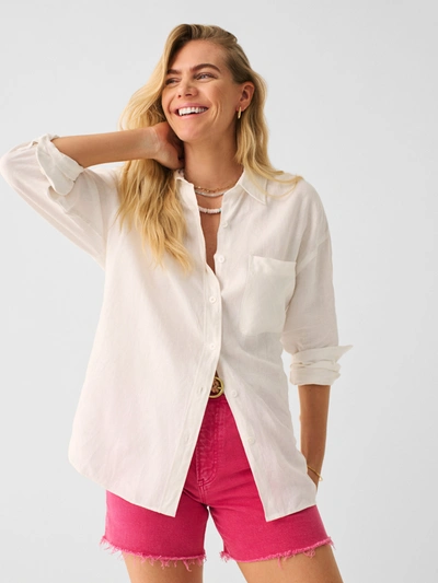 Shop Faherty Laguna Linen Relaxed Shirt In White