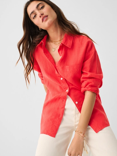 Shop Faherty Linen Laguna Relaxed Shirt In Hibiscus