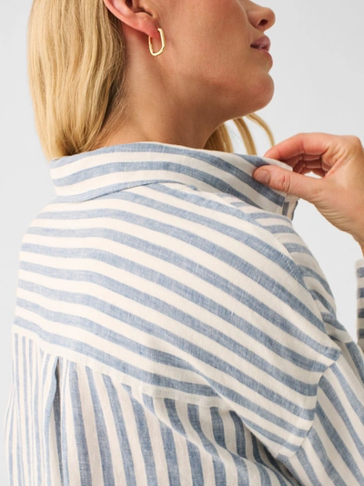 Shop Faherty Laguna Linen Relaxed Shirt In Blue Lucy Stripe