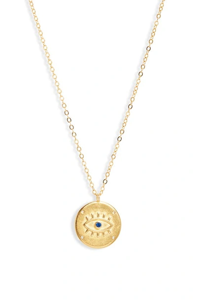 Shop Liza Schwartz Evil Eye Coin Pendant Necklace In Gold