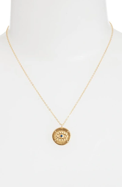 Shop Liza Schwartz Evil Eye Coin Pendant Necklace In Gold