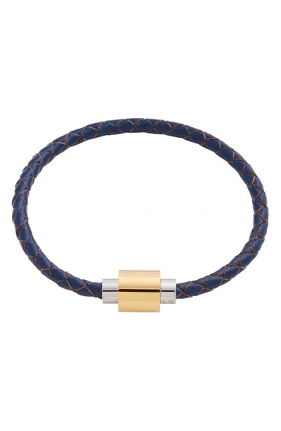 Shop Liza Schwartz Stainless Steel & Leather Bracelet In Navy