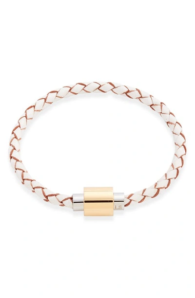 Shop Liza Schwartz Stainless Steel & Leather Bracelet In White