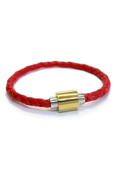 Shop Liza Schwartz Stainless Steel & Leather Bracelet In Red