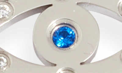 Shop Liza Schwartz Cubic Zirconia Evil Eye Paper Clip Chain Bracelet In Silver