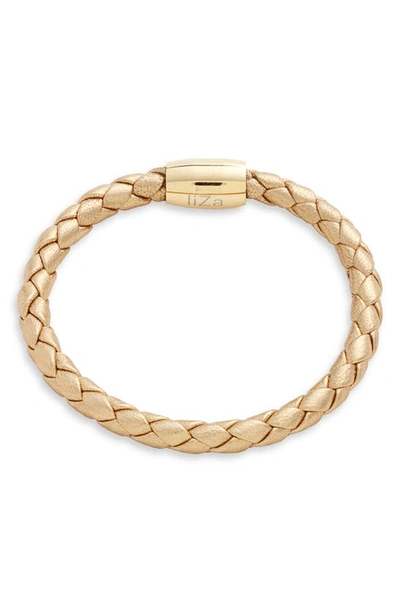 Shop Liza Schwartz Stainless Steel & Leather Bracelet In Gold