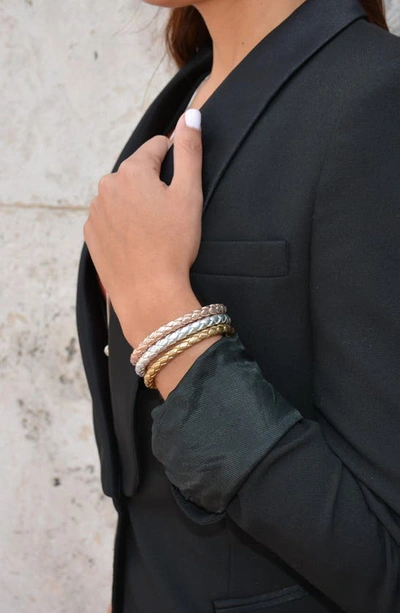 Shop Liza Schwartz Stainless Steel & Leather Bracelet In Gold