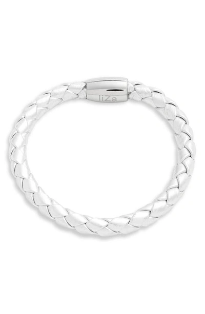 Shop Liza Schwartz Stainless Steel & Leather Bracelet In Silver