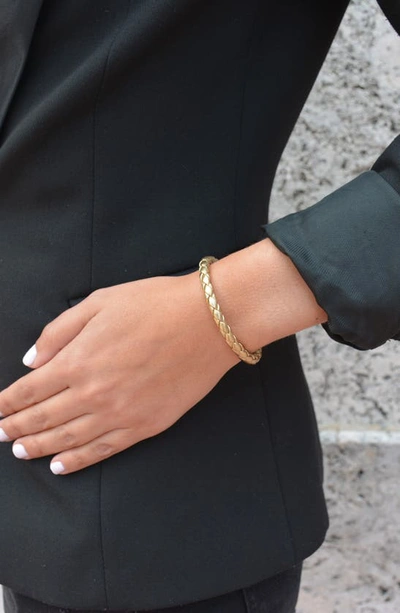 Shop Liza Schwartz Stainless Steel & Leather Bracelet In Gold