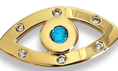 Liza Schwartz Cubic Zirconia Evil Eye Paper Clip Chain Bracelet In Gold