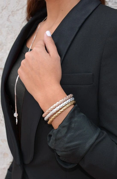 Shop Liza Schwartz Stainless Steel & Leather Bracelet In Gold