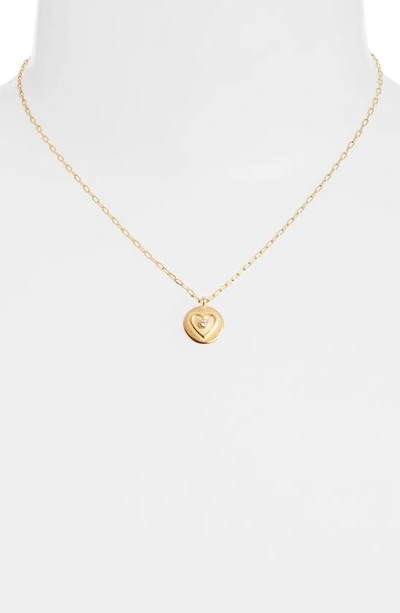 Shop Liza Schwartz Cubic Zirconia Heart Coin Pendant Necklace In Gold