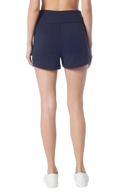 Shop Andrew Marc Sport Foldover Pull-on French Terry Shorts In Midnight