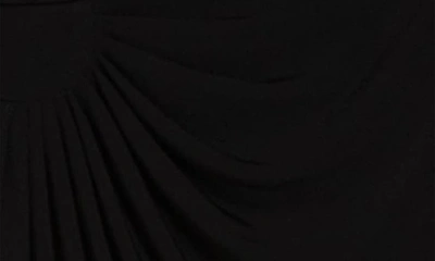 Connected Apparel Chiffon Cape Sleeve Dress In Black
