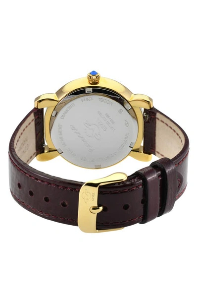 Shop Gv2 Ravenna Swiss Quartz Diamond Accent Leather Strap Watch, 37mm In Maroon
