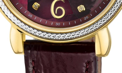 Shop Gv2 Ravenna Swiss Quartz Diamond Accent Leather Strap Watch, 37mm In Maroon