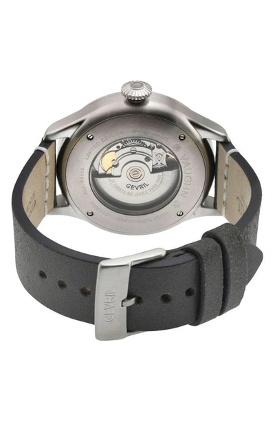 Gevril Vaughn Automatic Leather Strap Watch, 44mm In Grey