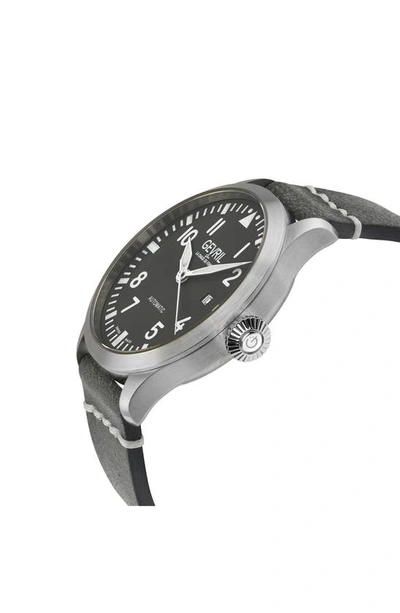 Gevril Vaughn Automatic Leather Strap Watch, 44mm In Grey