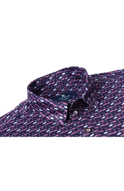 Tom Baine Patterned Slim Fit Performance Golf Polo In Purple