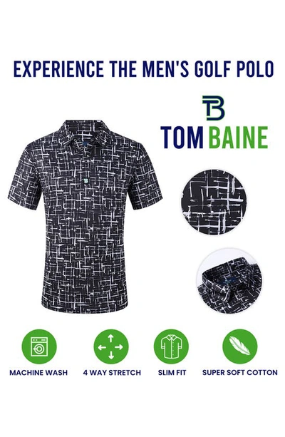 Tom Baine Patterned Slim Fit Performance Golf Polo In Beige